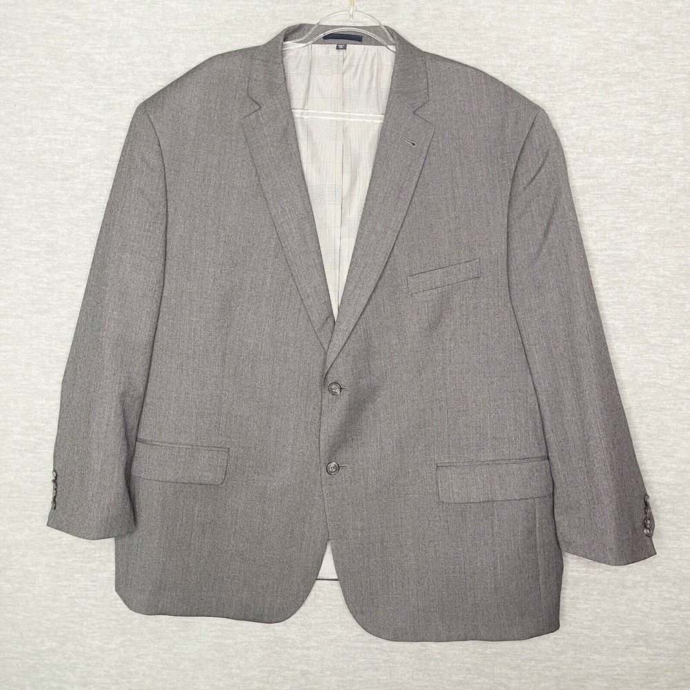 Jos A Bank Men's 100% Wool Sport Coat Blazer Gray Size 52R Tailored Fit Jacket